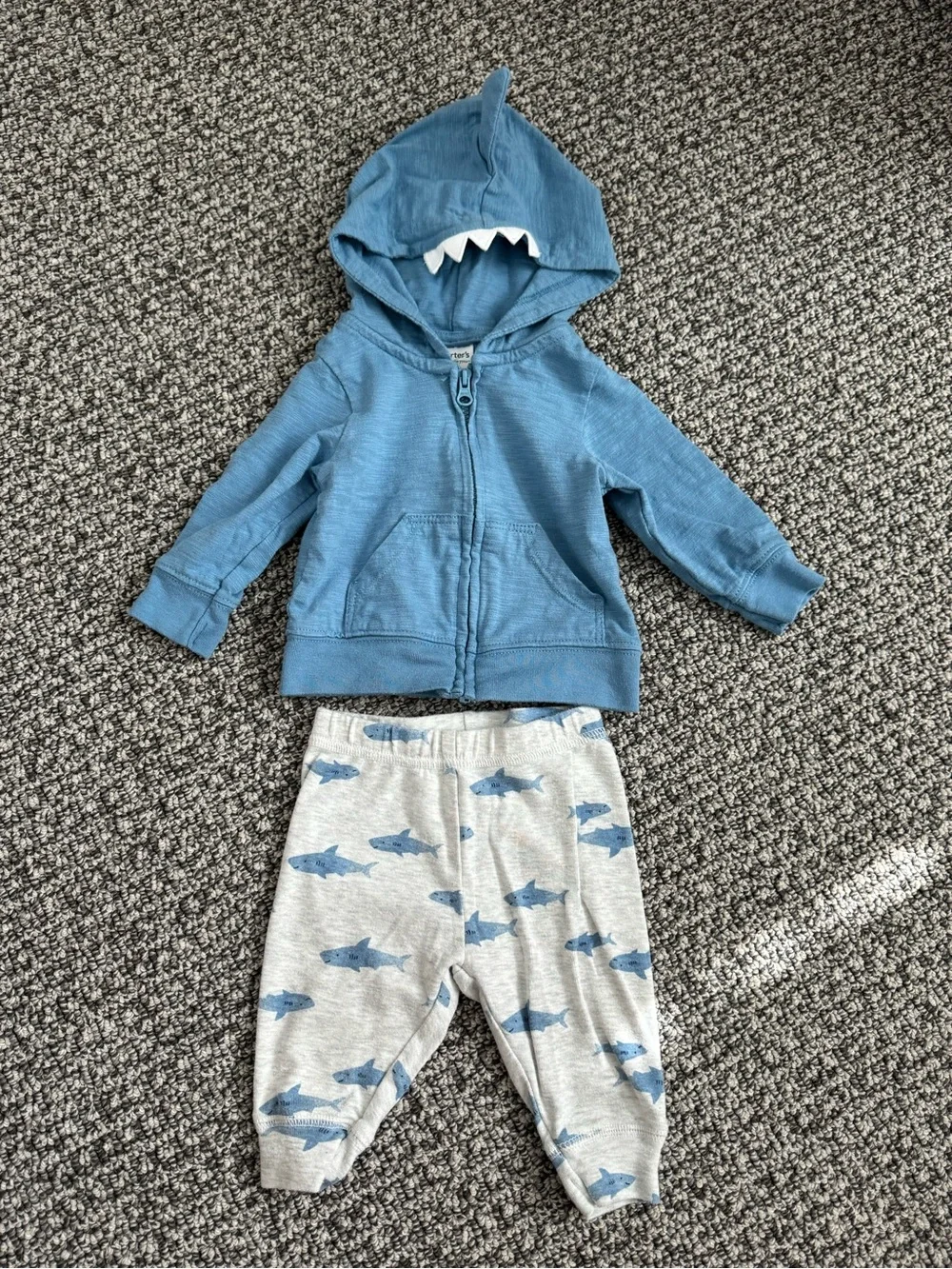 Carter's Light Blue Shark Hoodie Set
